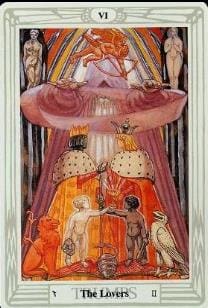 A painting of the tarot card, queen of cups.